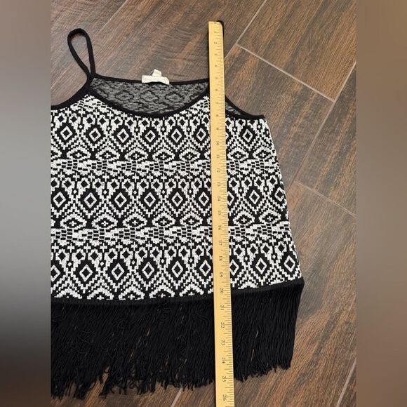 Freeway Black & White Tribal Fringe Tank Top Boho Festival Style sz M - Picture 12 of 13